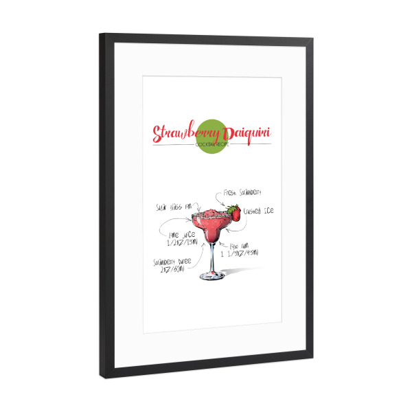 Poster mit Rahmen Schwarz (Metallic) "Cocktail Strawberry Daiquiri" artboxONE - Essen & Trinken,Essen & Trinken / Alkohol,Festivals