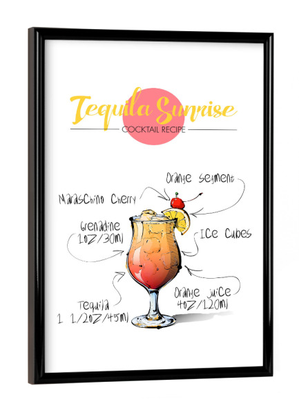 Poster mit schwarzem Rahmen "Cocktail Tequila Sunrise" artboxONE - Essen & Trinken,Essen & Trinken / Alkohol,Festivals
