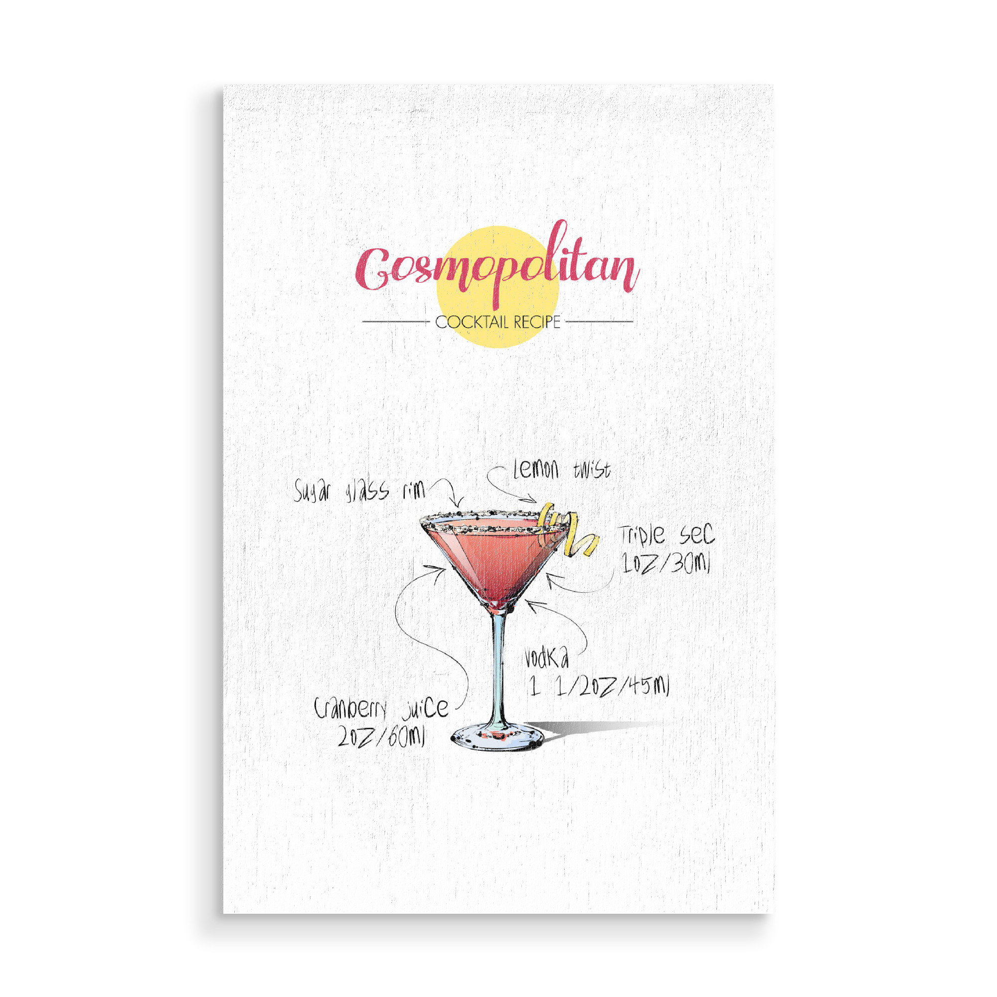 Holzbild "Cocktail Cosmopolitan" artboxONE - Essen & Trinken,Essen & Trinken / Alkohol,Festivals