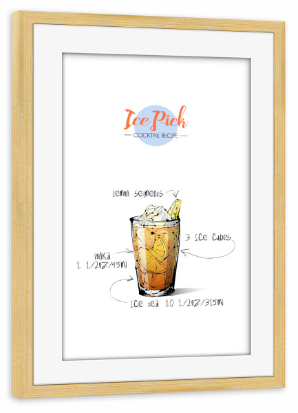Poster mit Rahmen kiefer "Cocktail Ice Pick" artboxONE - Essen & Trinken,Essen & Trinken / Alkohol,Festivals