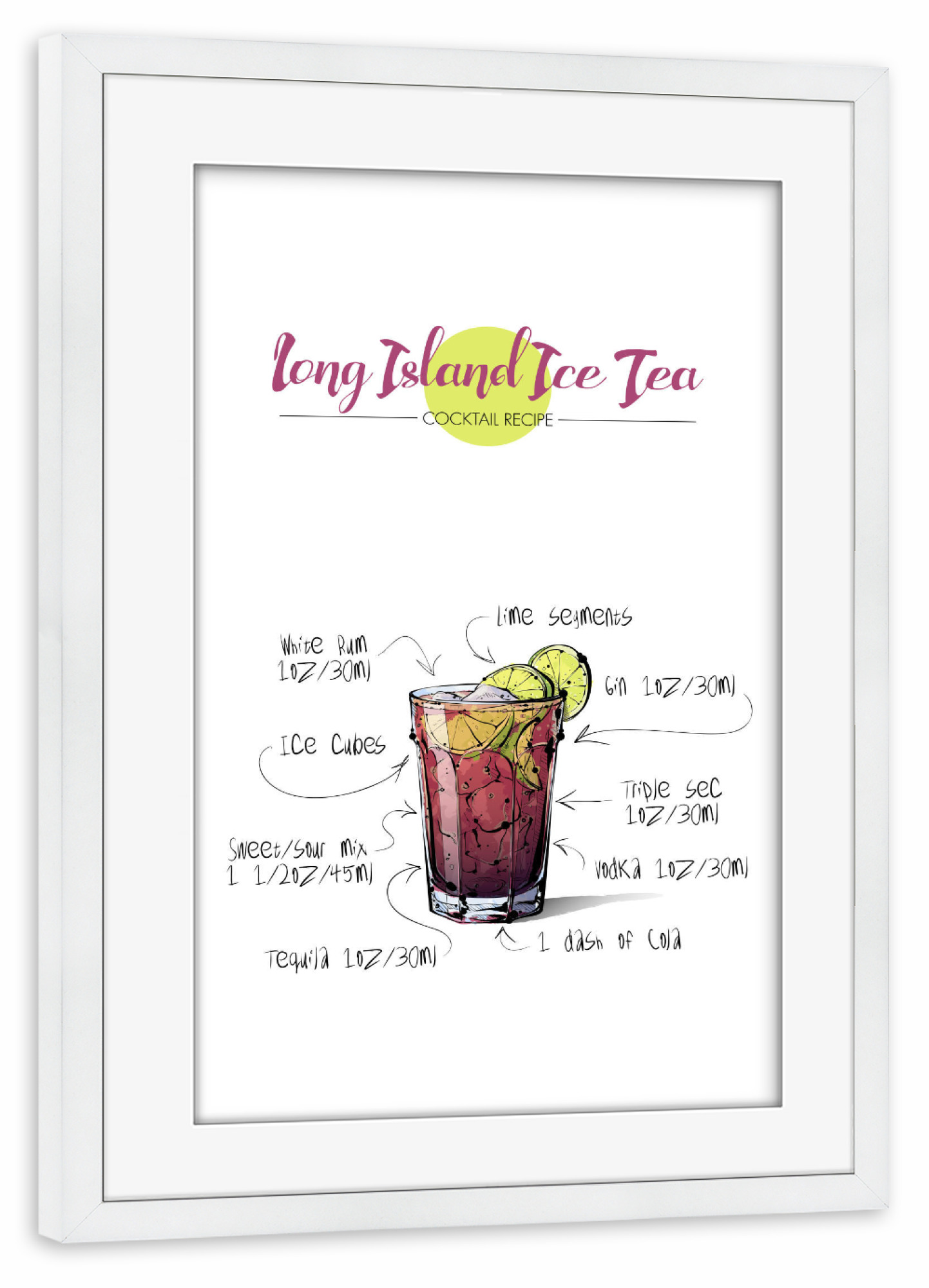 Poster mit Rahmen weiß "Cocktail Long Island Ice Tea" artboxONE - Essen & Trinken,Essen & Trinken / Alkohol,Festivals