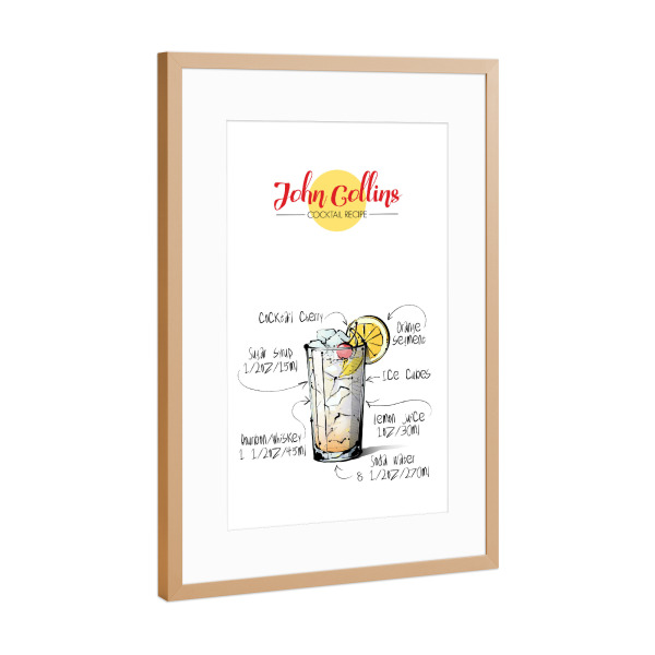 Poster mit Rahmen Kupfer "Cocktail John Collins" artboxONE - Essen & Trinken,Essen & Trinken / Alkohol,Festivals