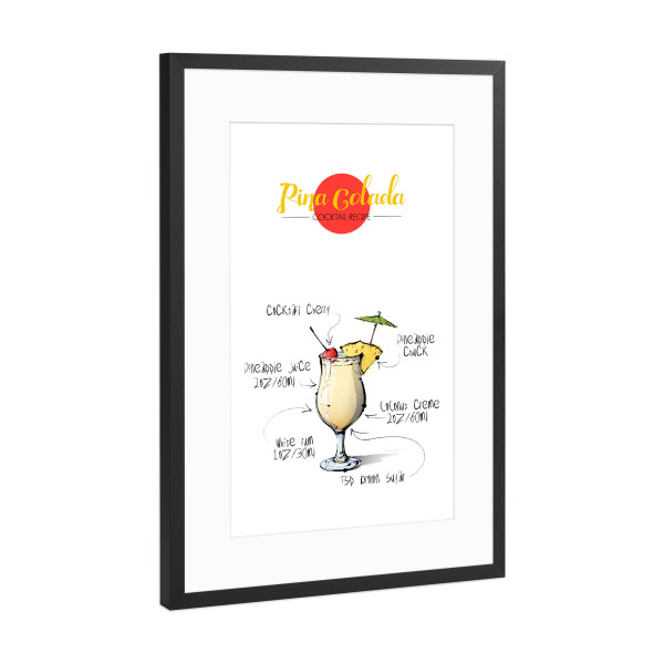 Poster mit Rahmen Schwarz (Metallic) "Cocktail Pina Colada" artboxONE - Essen & Trinken,Essen & Trinken / Alkohol,Festivals