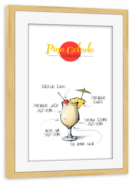 Poster mit Rahmen kiefer "Cocktail Pina Colada" artboxONE - Essen & Trinken,Essen & Trinken / Alkohol,Festivals