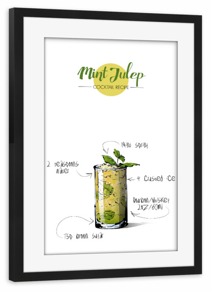 Poster mit Rahmen schwarz "Cocktail Mint Julep" artboxONE - Essen & Trinken,Essen & Trinken / Alkohol,Festivals