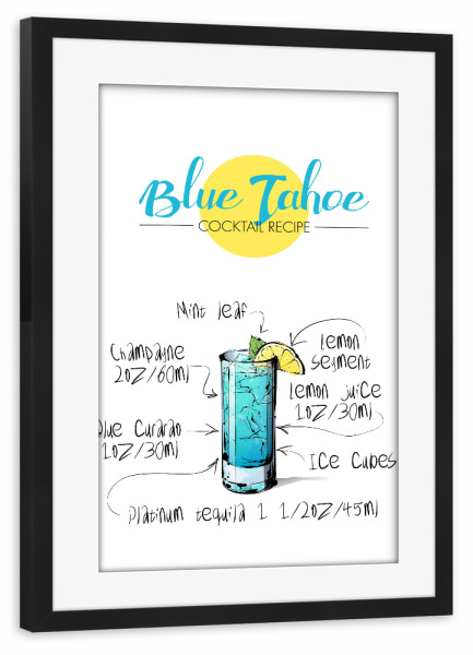 Poster mit Rahmen schwarz "Cocktail Blue Tahoe" artboxONE - Essen & Trinken,Essen & Trinken / Alkohol,Festivals