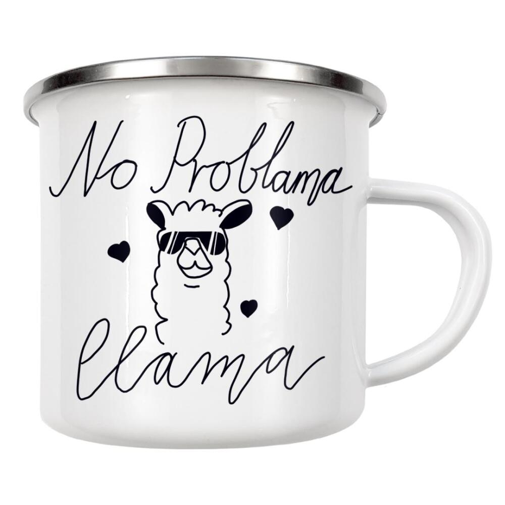 Emaille Tasse "No Problama Llama" artboxONE - Typografie,Tiere