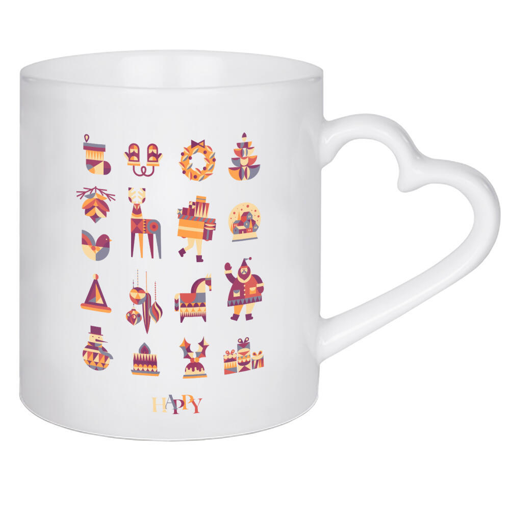 Herztasse "Weihnachtssymbole blau" artboxONE - Abstrakt,Geometrie,Weihnachten