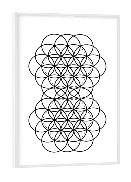 Poster mit weißem Rahmen "Flower of Life" artboxONE - Schwarzweiß,Geometrie