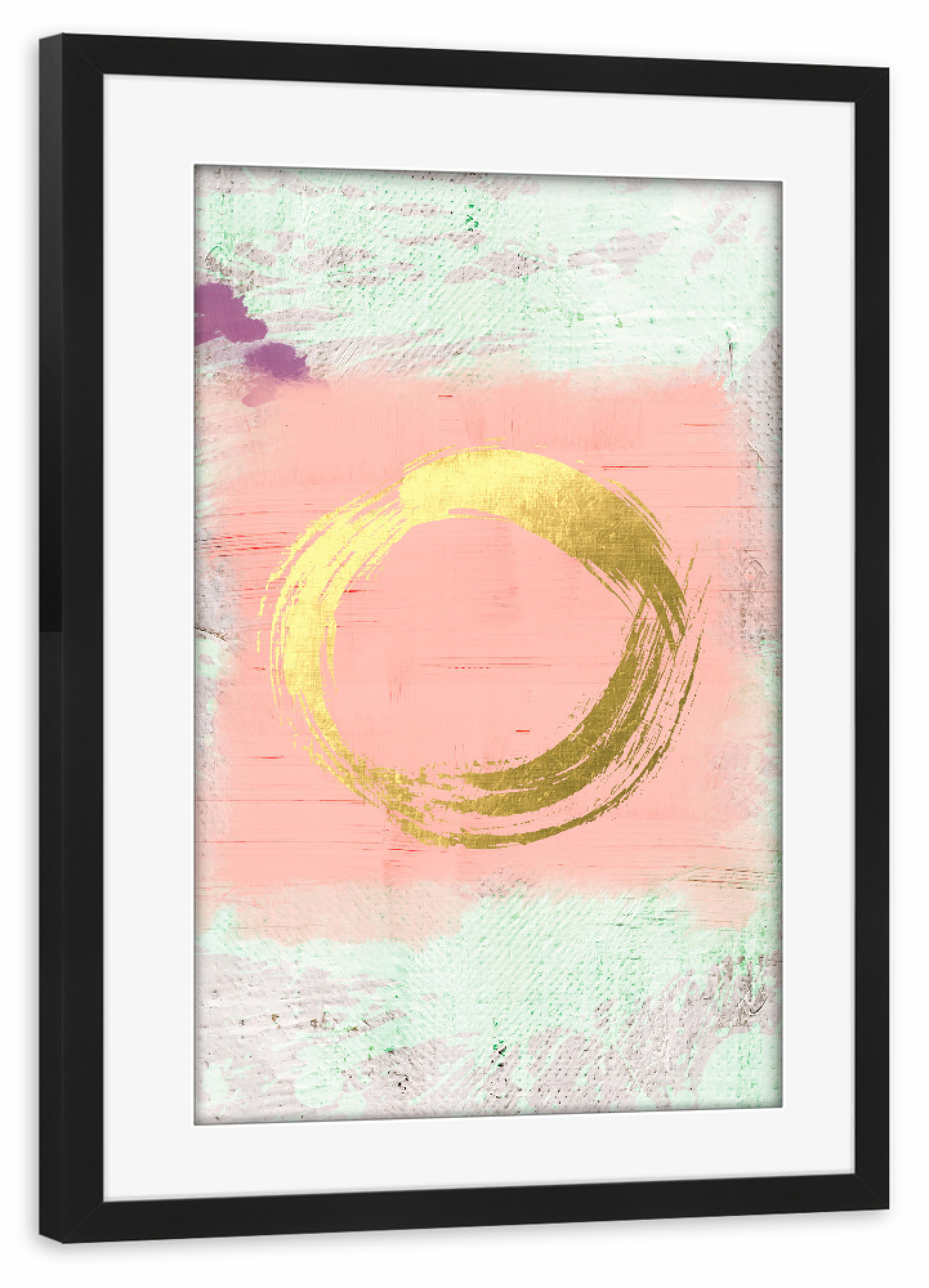 Poster mit Rahmen schwarz "Big Hug" artboxONE - Abstrakt - Hug,Umarmung,Kreis,Gold,Blush