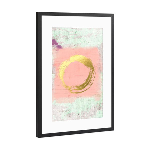 Poster mit Rahmen Schwarz (Metallic) "Big Hug" artboxONE - Abstrakt - Hug,Umarmung,Kreis,Gold,Blush