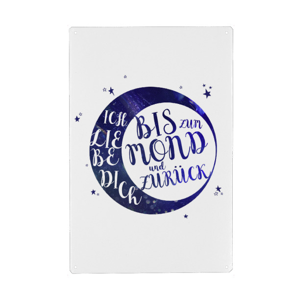 Holzbild "Bis zum Mond und zurück" artboxONE - Typografie,Für Kinder,Liebe
