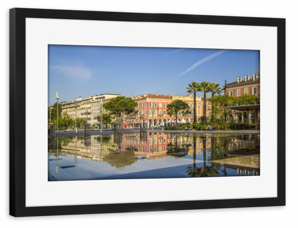 Poster mit Rahmen schwarz "NIZZA Miroir d'eau" artboxONE - Städte,Reise,Architektur,Reise / Länder,Städte / Weitere