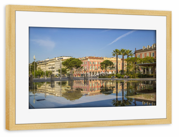 Poster mit Rahmen kiefer "NIZZA Miroir d'eau" artboxONE - Städte,Reise,Architektur,Reise / Länder,Städte / Weitere