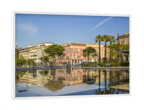 Poster mit weißem Rahmen "NIZZA Miroir d'eau" artboxONE - Städte,Reise,Architektur,Reise / Länder,Städte / Weitere
