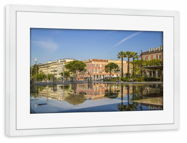 Poster mit Rahmen weiß "NIZZA Miroir d'eau" artboxONE - Städte,Reise,Architektur,Reise / Länder,Städte / Weitere