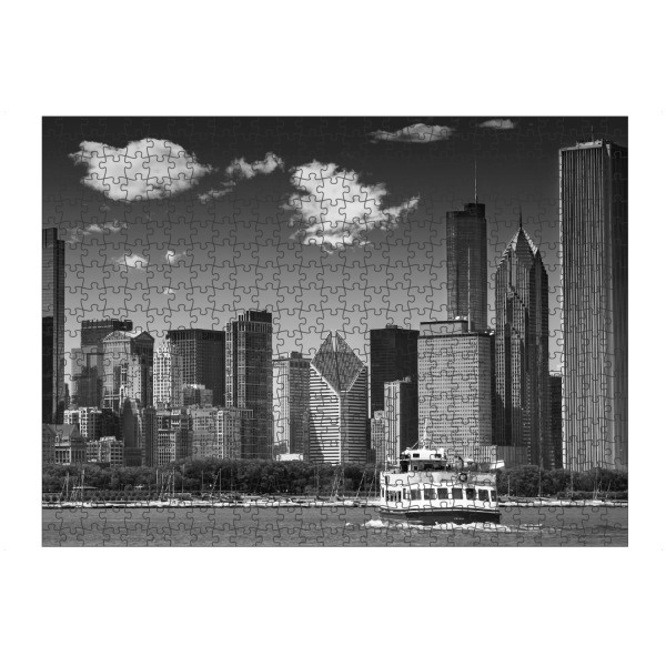 Puzzle Ravensburger "CHICAGO Skyline | Monochrom" artboxONE - Städte,Reise,Schwarzweiß,Architektur,Städte / Chicago,Reise / Länder