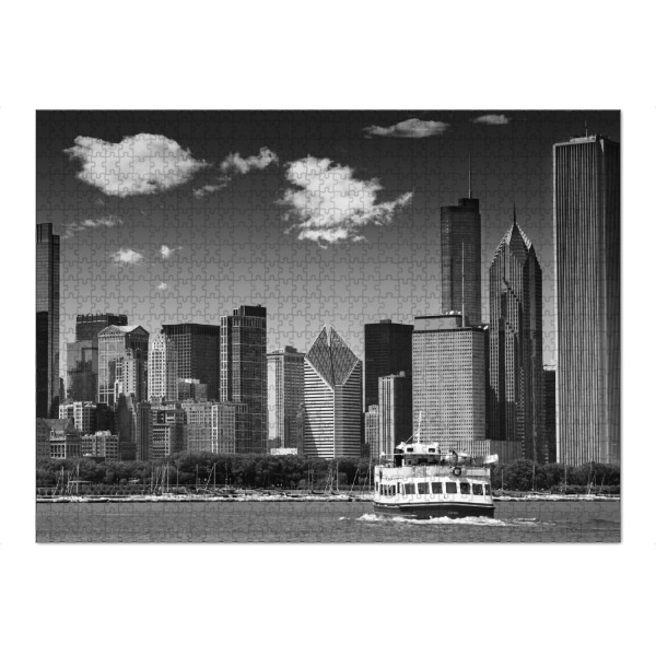 Puzzle Ravensburger "CHICAGO Skyline | Monochrom" artboxONE - Städte,Reise,Schwarzweiß,Architektur,Städte / Chicago,Reise / Länder