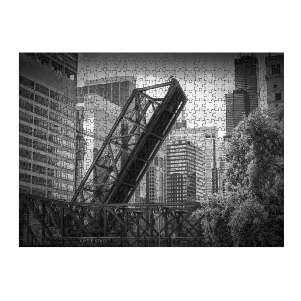 Puzzle Ravensburger "CHICAGO Kinzie Street Railroad Bridge" artboxONE - Städte,Reise,Schwarzweiß,Architektur,Städte / Chicago,Reise / Länder
