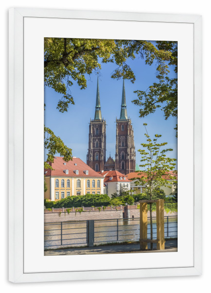 Poster mit Rahmen weiß "BRESLAU Breslauer Dom" artboxONE - Städte,Reise,Architektur,Reise / Länder,Städte / Weitere