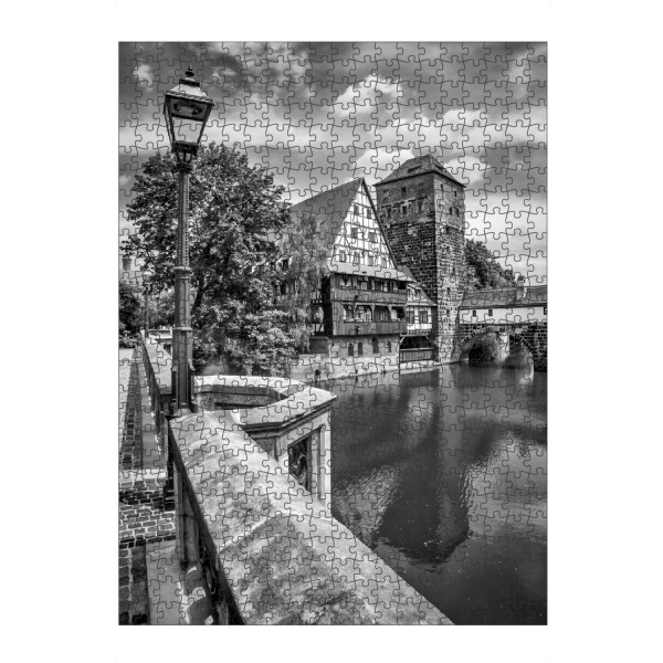 Puzzle Ravensburger "NÜRNBERG Blick von der Maxbrücke zum Henkersteg | Monochrom" artboxONE - Städte,Reise,Schwarzweiß,Architektur,Städte / Weitere
