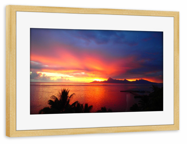 Poster mit Rahmen kiefer "Sunset and clouds" artboxONE - Natur,Reise,Reise / Strand und Meer - Natur,Reise,Strand,Meer,Palme,Palmen,Himmel,Wolken