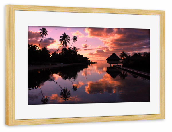 Poster mit Rahmen kiefer "Palm trees water reflection" artboxONE - Natur,Reise,Reise / Strand und Meer,Festivals