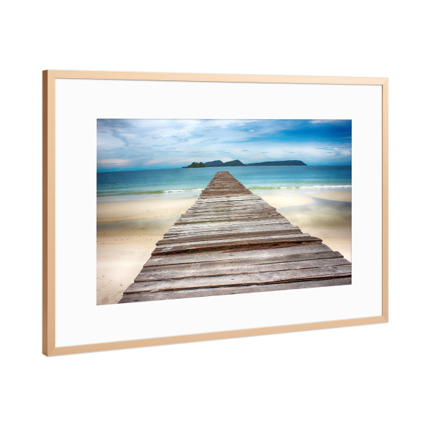 Poster mit Rahmen Kupfer "Pontoon on beach" artboxONE - Natur,Reise,Reise / Strand und Meer - Natur,Reise,Strand,Meer,Ponton,Foto,Fotografie