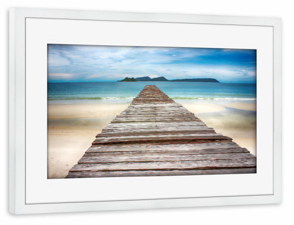 Poster mit Rahmen weiß "Pontoon on beach" artboxONE - Natur,Reise,Reise / Strand und Meer - Natur,Reise,Strand,Meer,Ponton,Foto,Fotografie