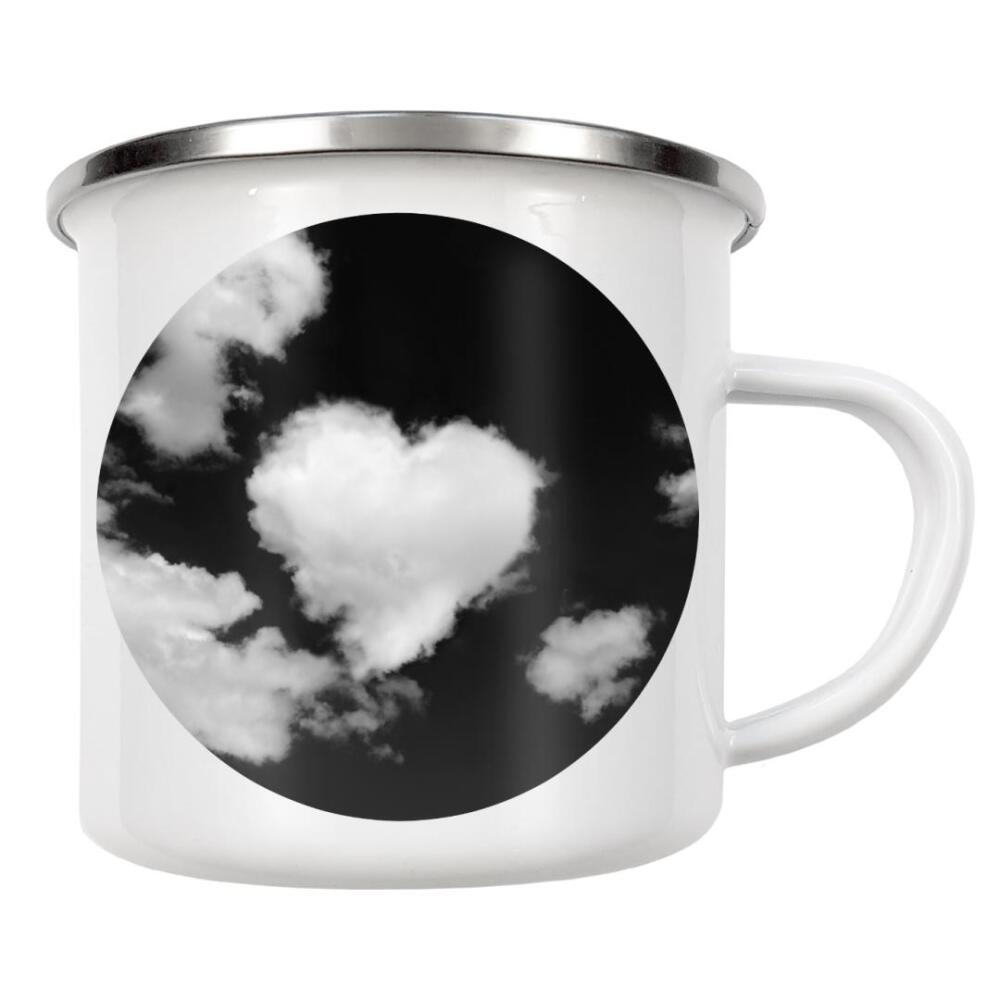 Emaille Tasse "Wolkenherz schwarz-weiß" artboxONE - Natur,Schwarzweiß,Liebe,Lustig