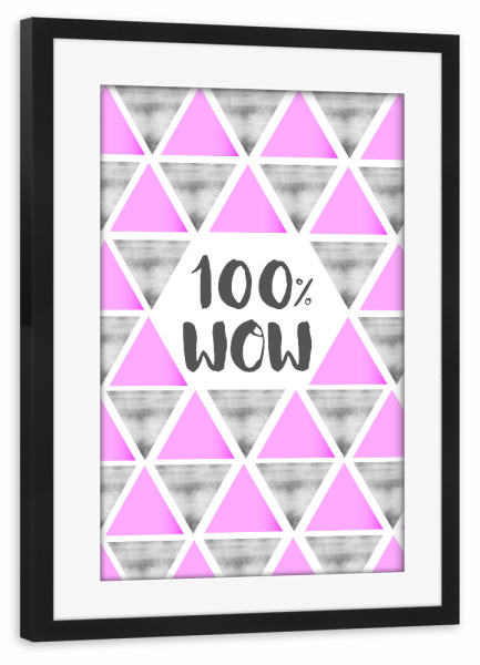 Poster mit Rahmen schwarz "100% WOW MOM" artboxONE - Typografie,Liebe - Muttertag,Mutter,Mama,Liebe,Beste,Liebeserklärung,Liebe,Beste mutter