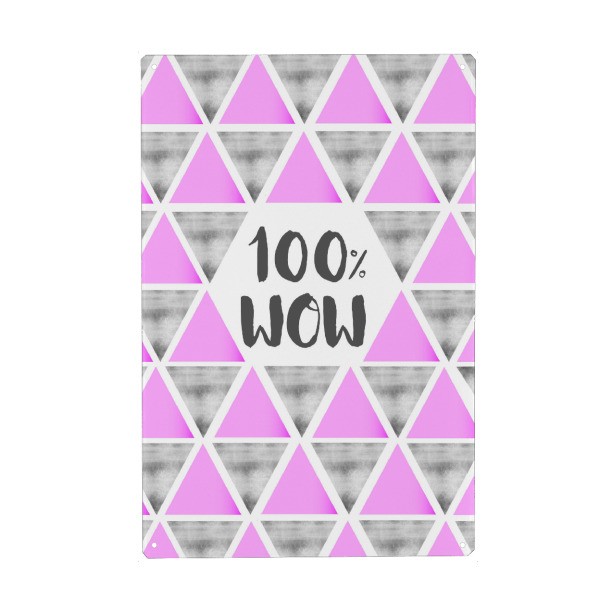 Metall Poster "100% WOW MOM" artboxONE - Typografie,Liebe - Muttertag,Mutter,Mama,Liebe,Beste,Liebeserklärung,Liebe,Beste mutter - Blechschild