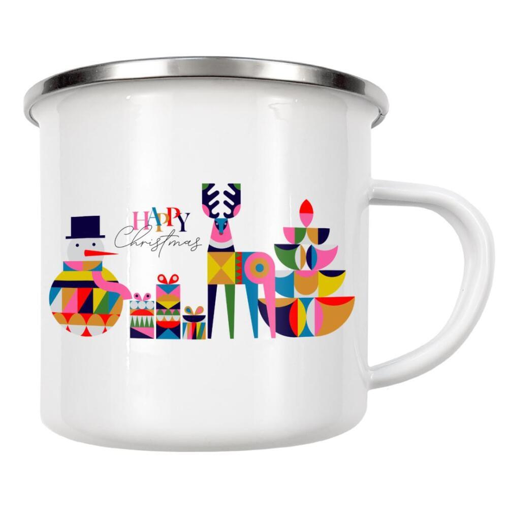 Emaille Tasse "Weihnachtshirsch, Geschenklicht" artboxONE - Weihnachten