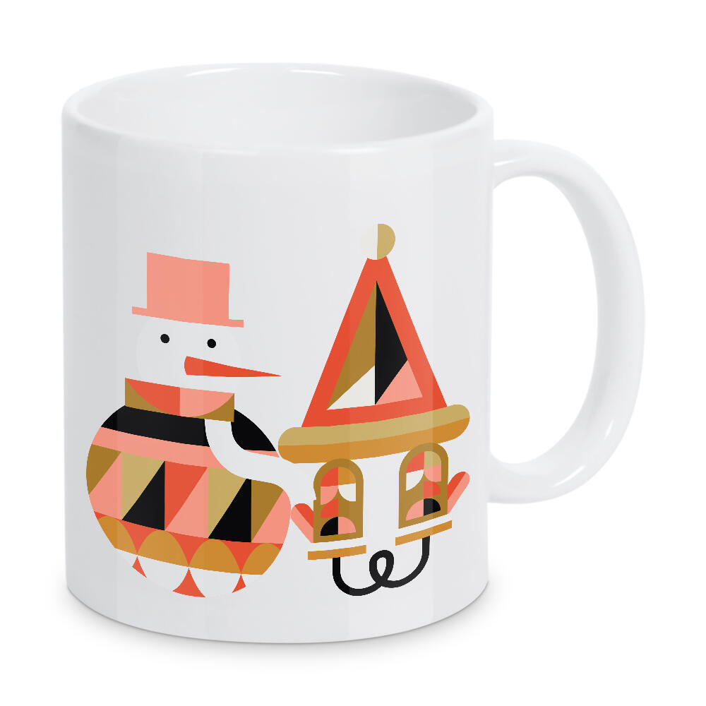 Tasse "Schneemann im Kubismus-Stil rot" artboxONE - Abstrakt,Geometrie,Weihnachten