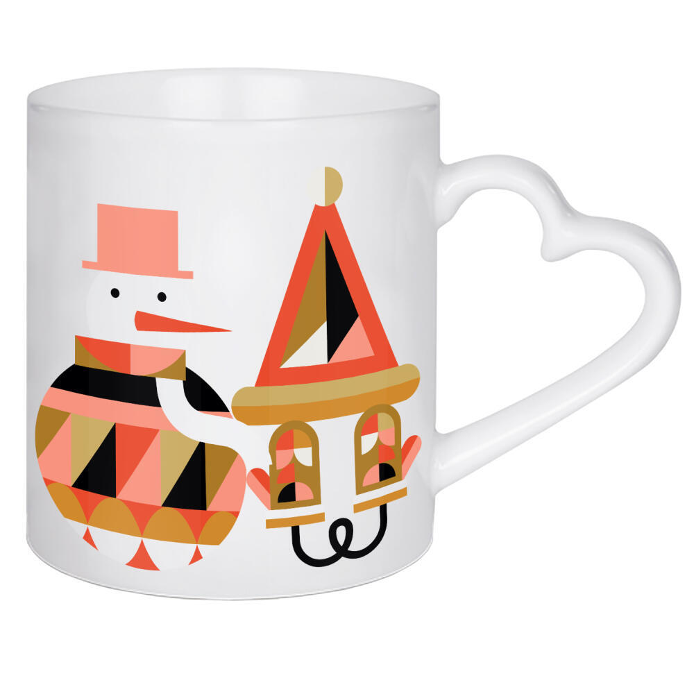 Herztasse "Schneemann im Kubismus-Stil rot" artboxONE - Abstrakt,Geometrie,Weihnachten