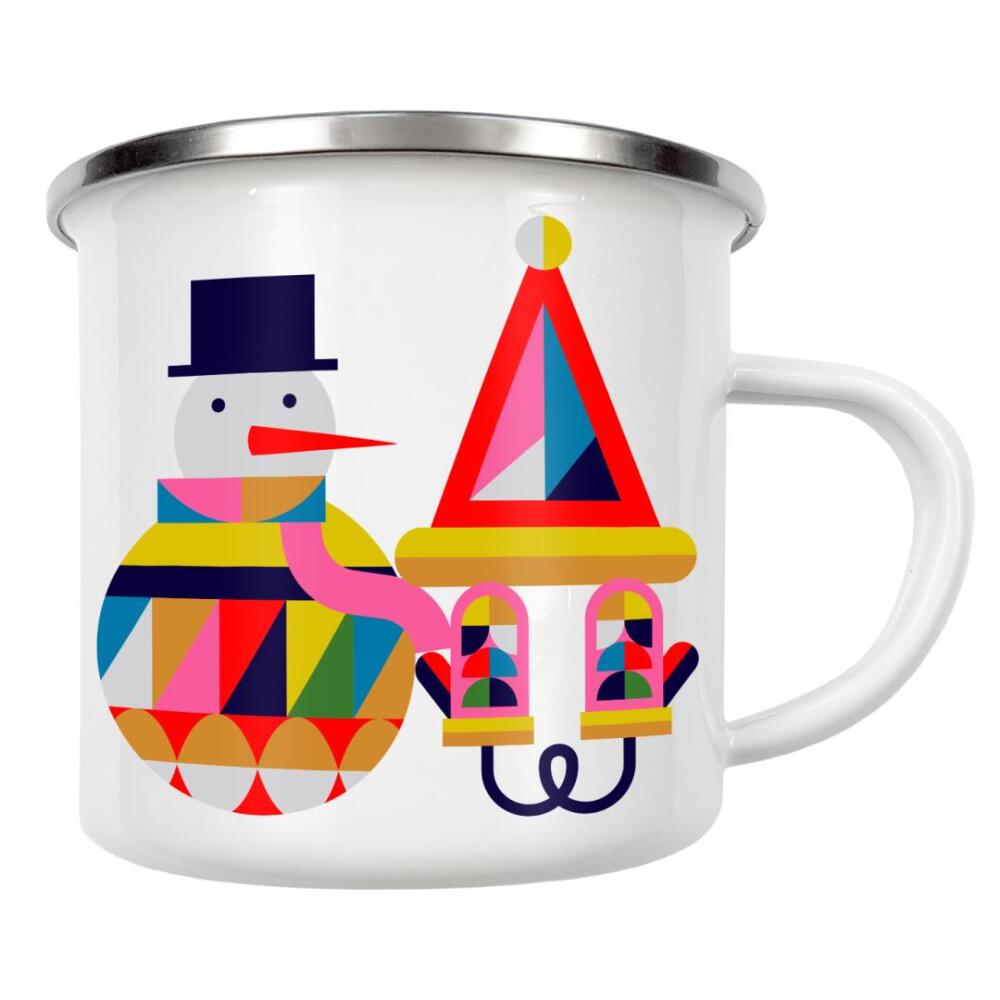 Emaille Tasse "Stil des Schneemann-Kubismus" artboxONE - Weihnachten