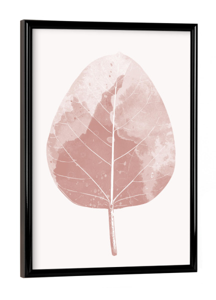 Poster mit schwarzem Rahmen "Watercolour Leaf in Blush" artboxONE - Natur,Floral,Abstrakt