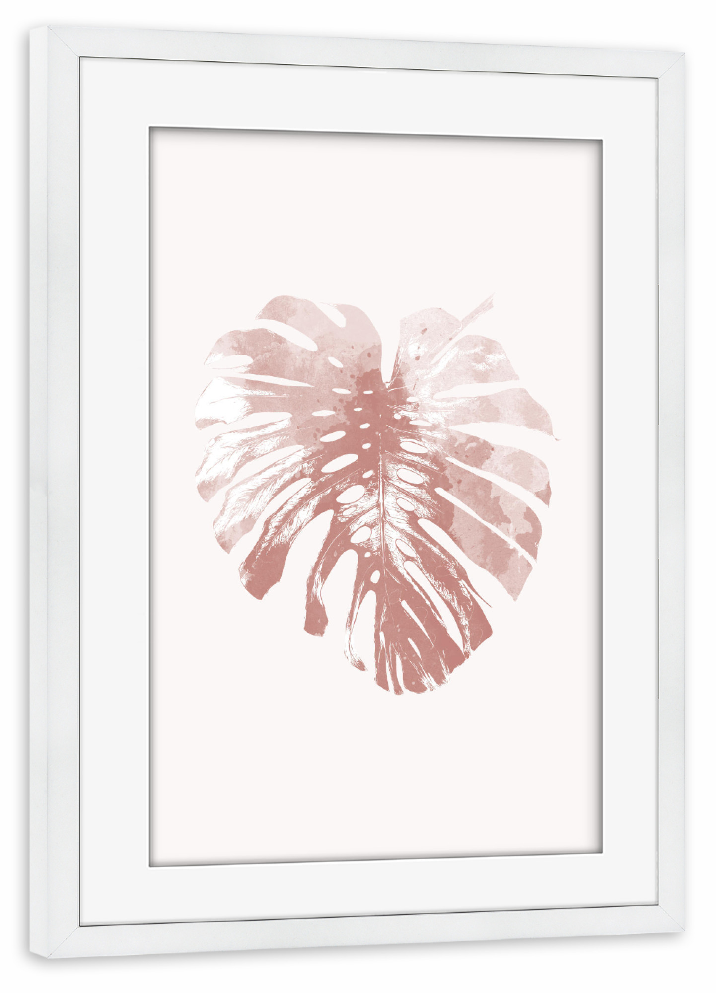 Poster mit Rahmen weiß "Monstera Leaf in Blush" artboxONE - Natur,Abstrakt