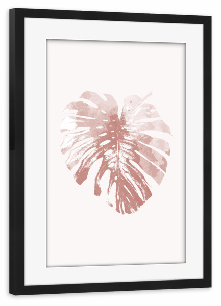 Poster mit Rahmen schwarz "Monstera Leaf in Blush" artboxONE - Natur,Abstrakt