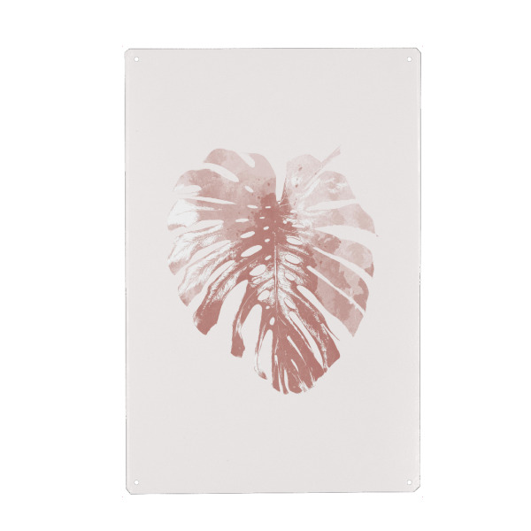 Metall Poster "Monstera Leaf in Blush" artboxONE - Natur,Abstrakt
