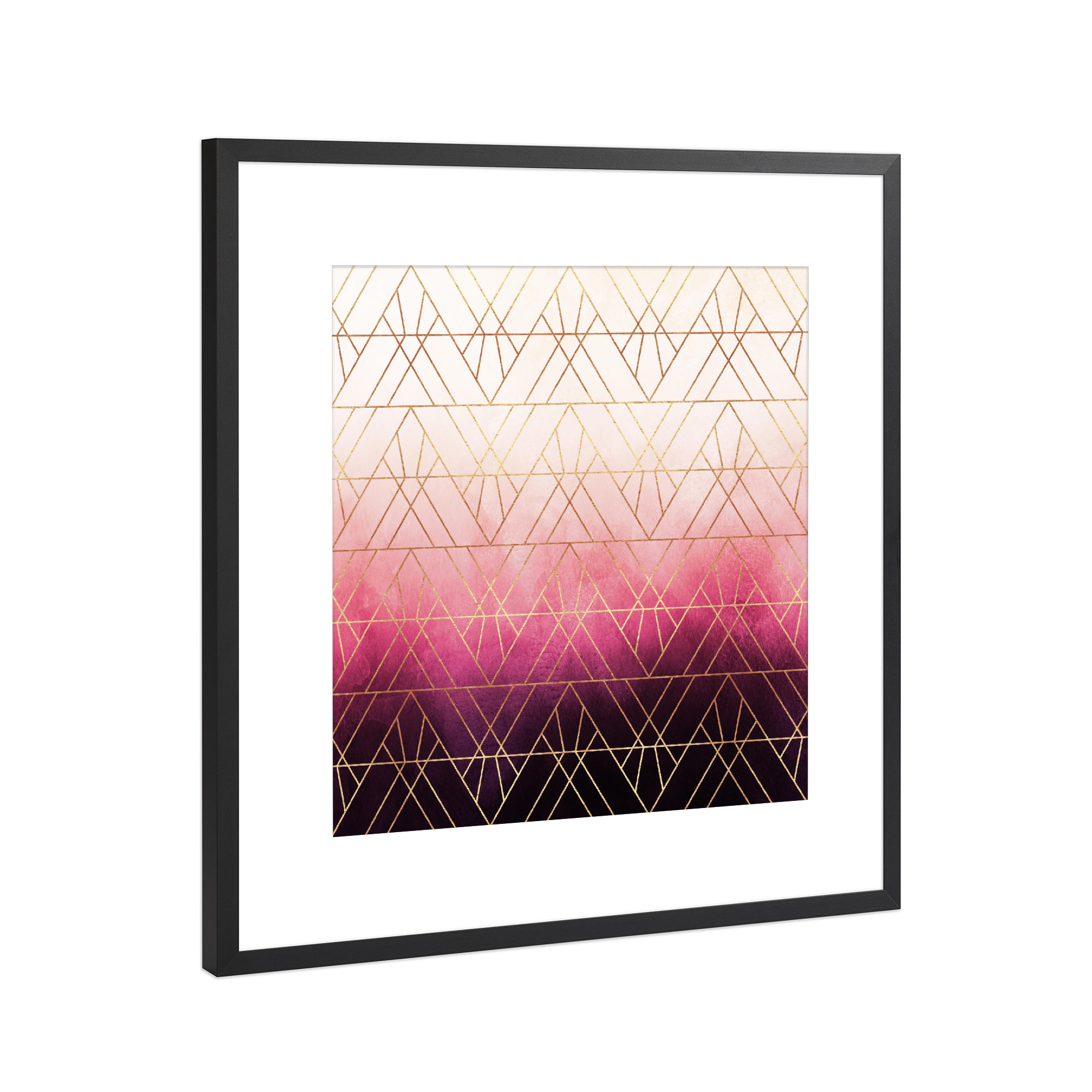 Poster mit Rahmen Schwarz (Metallic) "Pink Ombre Triangles" artboxONE - Abstrakt,Geometrie