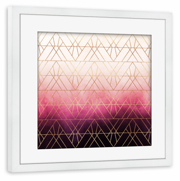 Poster mit Rahmen weiß "Pink Ombre Triangles" artboxONE - Abstrakt,Geometrie