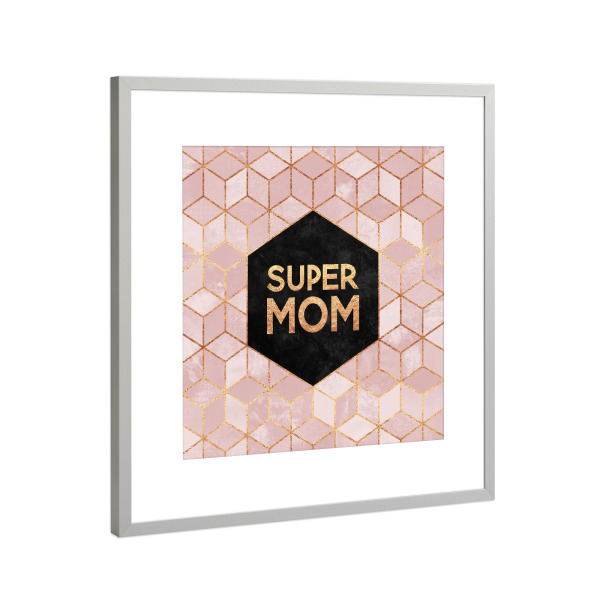Poster mit Rahmen Silber "Super Mom" artboxONE - Typografie,Geometrie