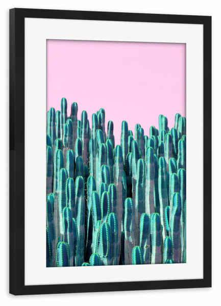 Poster mit Rahmen schwarz "Neon Cactus Cereus" artboxONE - Natur,Floral