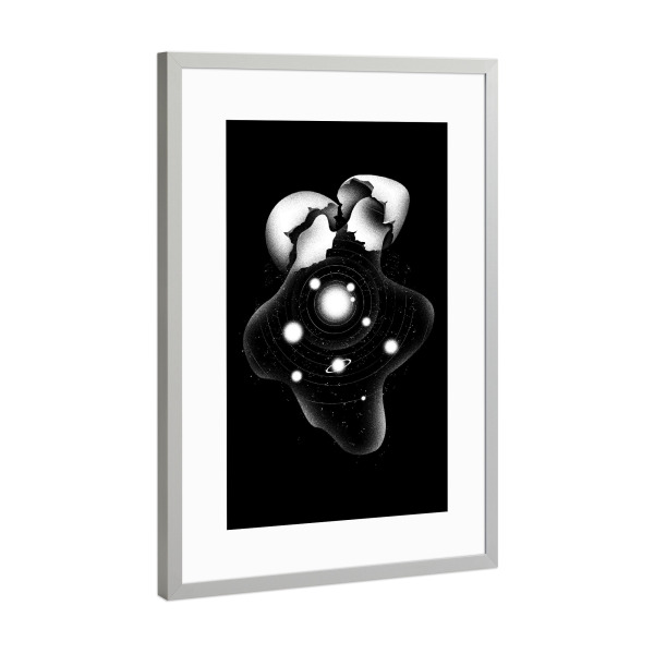 Poster mit Rahmen Silber "Cosmic Egg Shell" artboxONE - Natur,Abstrakt,Fiktion