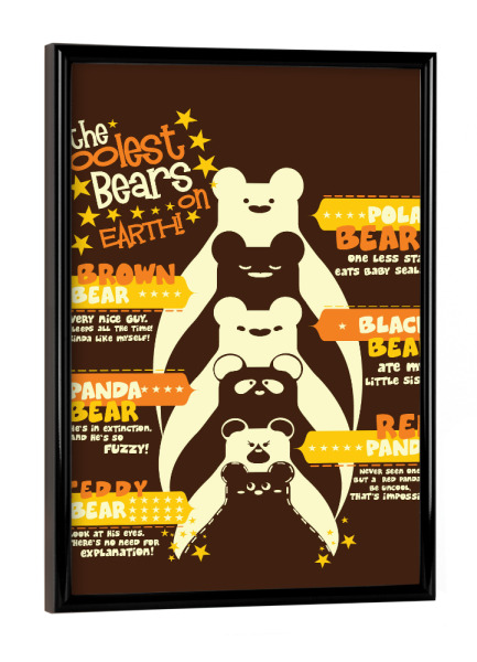 Poster mit schwarzem Rahmen "The Coolest Bears" artboxONE - Tiere,Comic - Bären,Tiere,Niedlich,Lustig,Bären,Tobias fonseca,Tobe fonseca,Bären