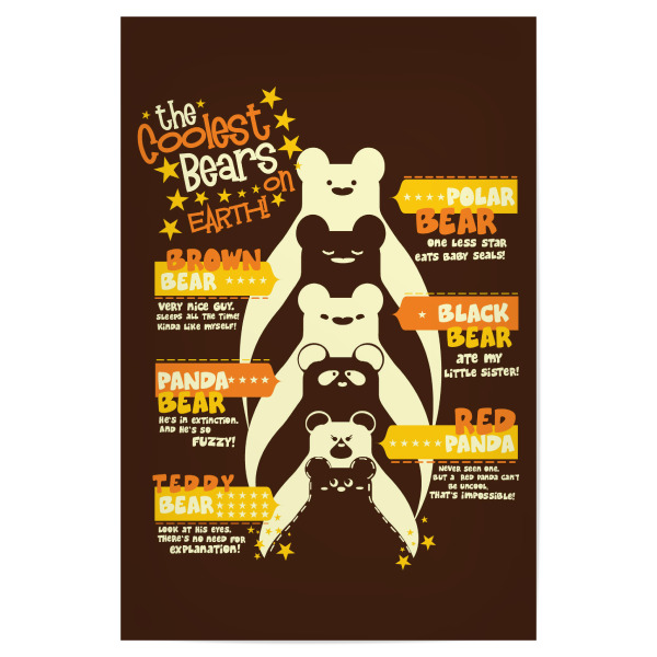 Poster 30x20 cm "The Coolest Bears" artboxONE - Tiere,Comic - Bären,Tiere,Niedlich,Lustig,Bären,Tobias fonseca,Tobe fonseca,Bären