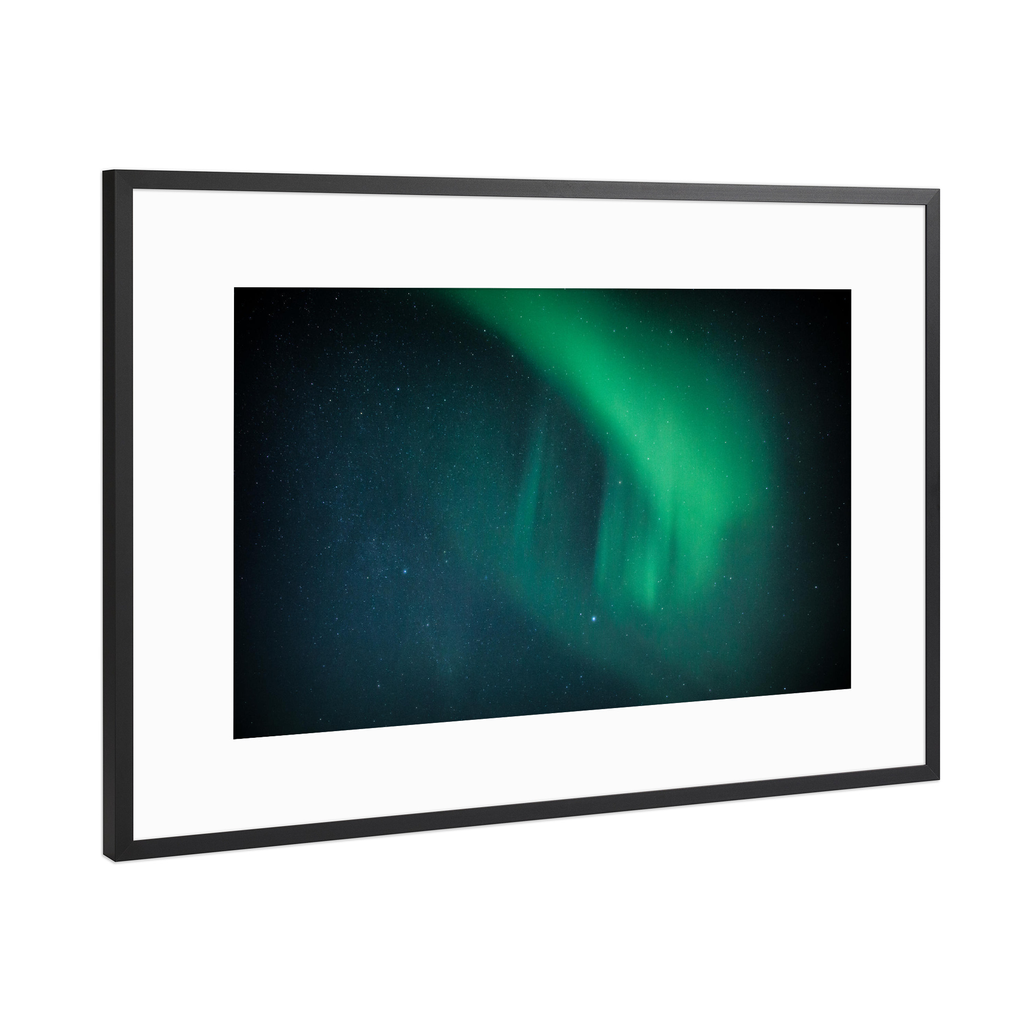Poster mit Rahmen Schwarz (Metallic) "Nordlicht I" artboxONE - Natur,Reise