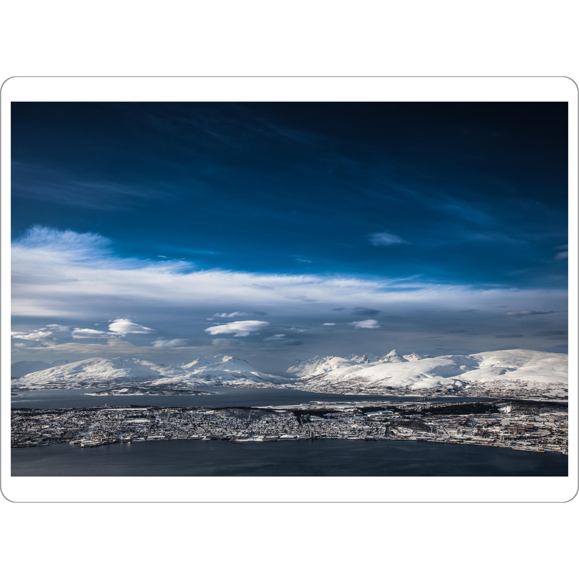 Tischset "Tromsö" artboxONE - Städte,Reise,Städte / Weitere - Tromsö,Tromsø,Tromsoe,Norwegen,Wolken,Meer,Fjord,Berge,Schnee,Winter,Skandinavien