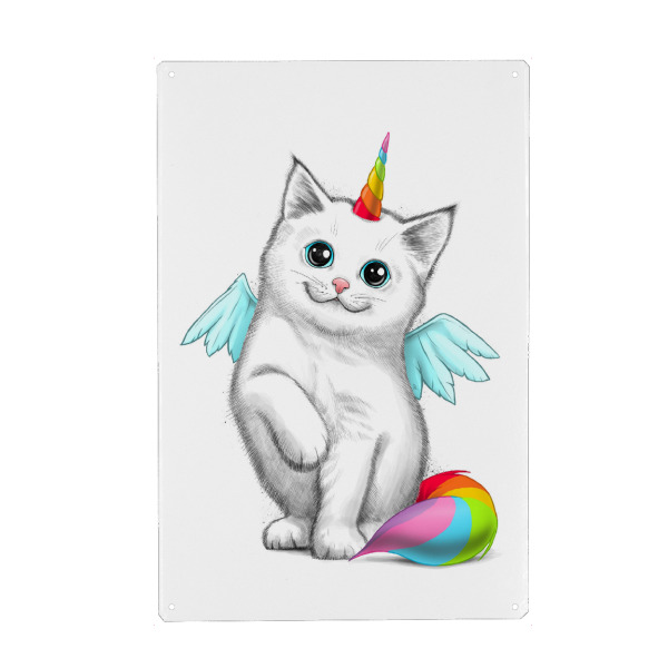 Holzbild "Cat unicorn" artboxONE - Natur,Tiere,Fiktion
